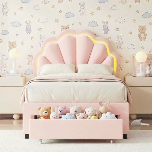 Pink velvet bed frame - frame, with
