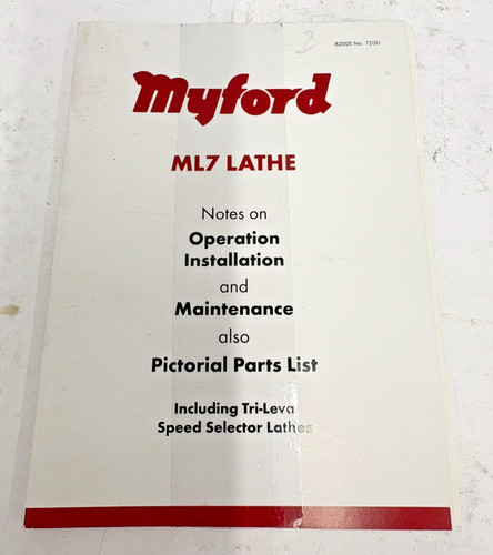 Used myford ml7 lathe manual - myford,