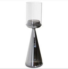 Hurricane Candle Holder 45cm Tall Silver Tone Stem For Pillar Church Candle