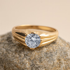 Mens Solitaire Ring 18ct Gold