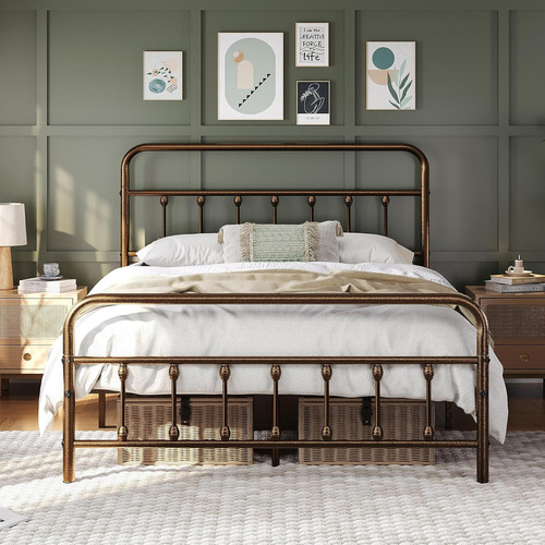 Vintage metal bed frame high - frame,