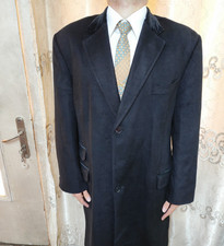 Patrick Hellmann 100% Cashmere classic velvet collar black top over coat 46R