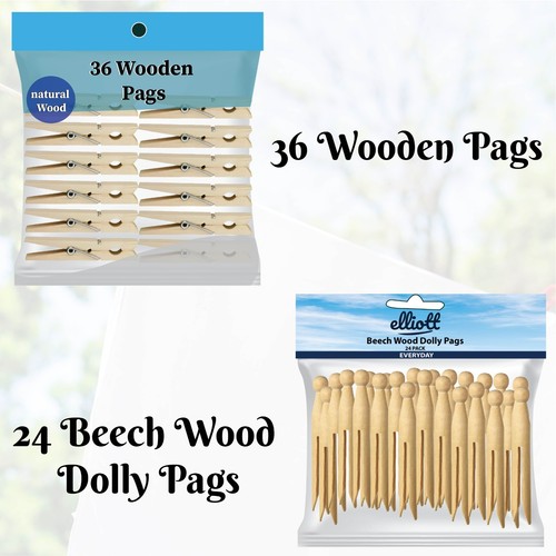 Wooden clothes pegs - wooden, clips