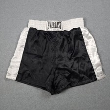 Vintage Everlast Boxing Shorts Men Large Black White 90s Satin Fighting Training
