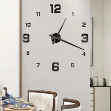 3D DIY Wall Clock Large Acrylic Mirror Frameless Big Home Living Room Bedroom