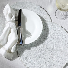 THE WHITE COMPANY ROUND WHITE FROSTED BEADED SET OF 2 PLACEMATS