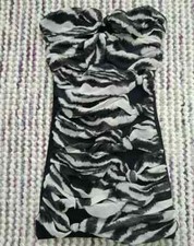 PINK BOUTIQUE Bandeau Occasions Dress Size 10 Black Ruffle Strapless Sleeveless