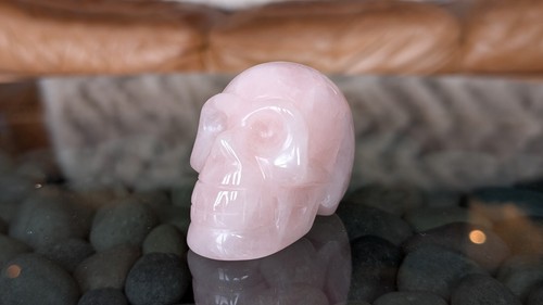 Crystal skull rose quartz 3 - skull:,