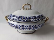 Antique Minton Dated 1862 Large Lidded Tureen Blue, White & Gilded Pattern 
