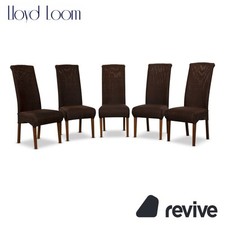 5er Set Lloyd Loom Wood Chair Braun Dining Room