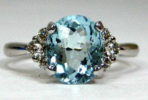 Aquamarine ring 14k white - aquamarine, gold