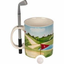 Golf Mug Gift Set, set includes Golf Club Pen and Mini Golf Ball