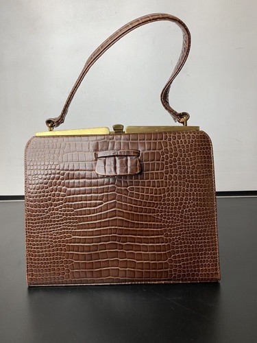 Vintage 50s brown crocodile - vintage,