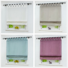 Roman Curtains Blinds Shade Window Net Curtains Sheer Liftable Tab Top