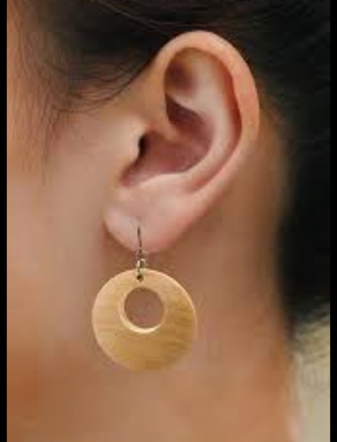 Ladies wooden hoop earrings - ladies,