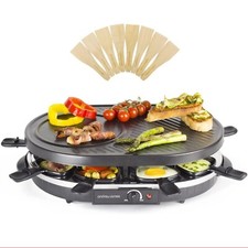 Traditional Raclette Cheese Grill Electric Hot Plate 8 Person Andrew James UK