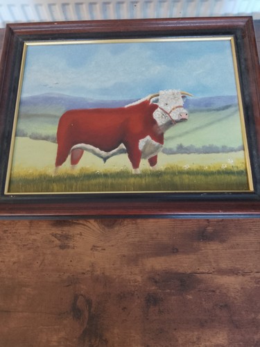 Cow oil painting with - cow,