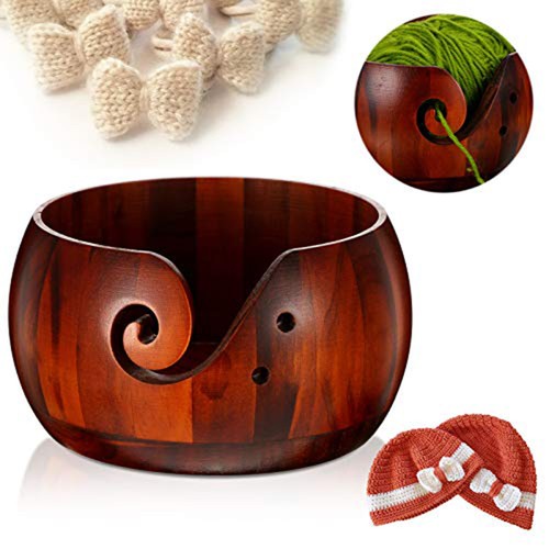 New basket wooden yarn bowl - wooden,