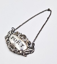 VICTORIAN SILVER PLATED PORT DECANTER LABEL c1850