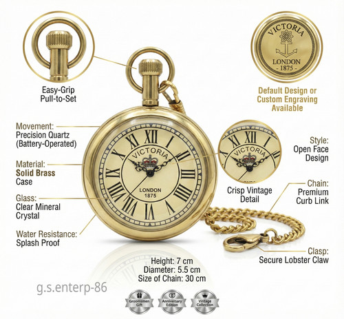 Brass pocket watch - brass,