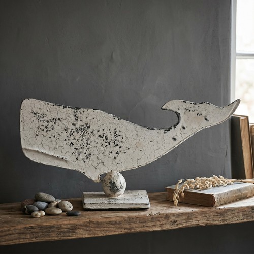 Metal aged white nautical - metal,
