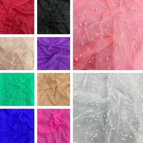 Luxurious beads mesh fabric - luxurious,