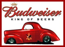 Budweiser Beer Vintage Metal Sign, Man Cave Retro Plaque, Home Bar Fridge Magnet
