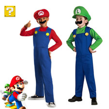 Halloween Costume Super Mario and Luigi Fancy Dress Plumber Bros Complete Set