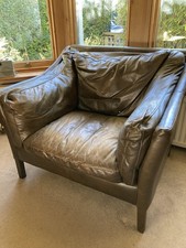 HALO Reggio leather armchair brown full aniline leather vintage