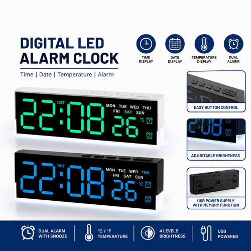 Digital alarm clock usb - digital, led