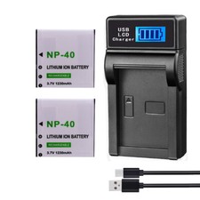 2Pcs Battery +LCD Charger For Casio Exilim Zoom EX-Z300 Z450 Z500 Z600 EX-Z1000