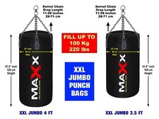 Maxx XXL JUMBO SIZE 4FT Punch Bag 58CM WIDE HUGE Boxing Bag Empty fill to 100kg