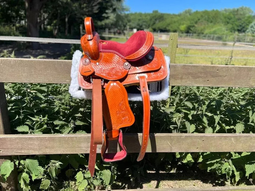 Leather saddle western horse - saddle,