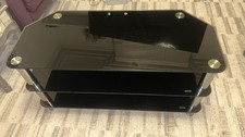 LARGE BLACK GLASS TV STAND WITH CHROME LEGS WITH  3 SHELVES
