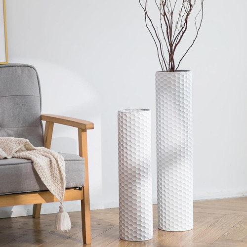 White tall floor vase - tall, vase: