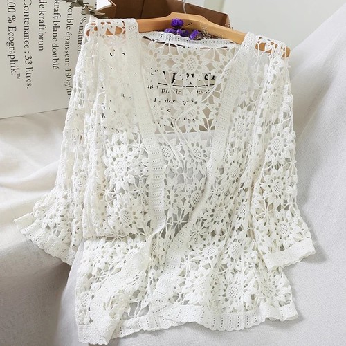 Women lace crochet shrug - lace,