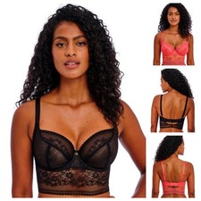 Freya Sydnie Bra Plunge Longline Lace Underwired Non Padded Sheer Bras 402820