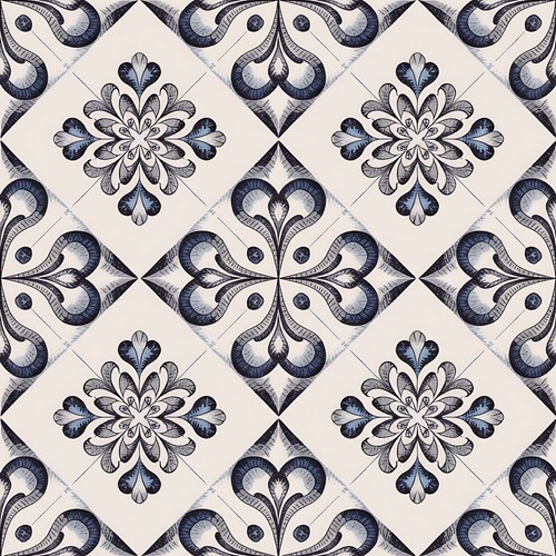 48x blue delft tile - blue,