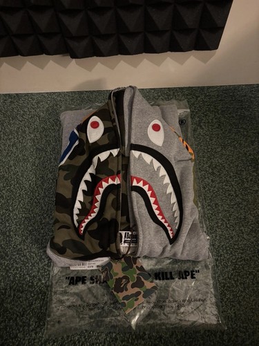 Bape grey half camo shark - bape,