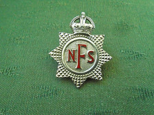 WWII KINGS CROWN - NATIONAL FIRE SERVICE ENAMEL UNIFORM BADGE