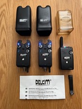 Delkim TXI+ bite alarms x 2  (blue) + RX Pro Receiver - PLEASE READ DESCRIPTION 
