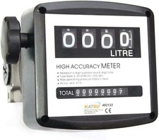 KATSU 4 Digital Diesel Fuel Oil Flow Meter Counter, Fuel Pump Transfer Tank