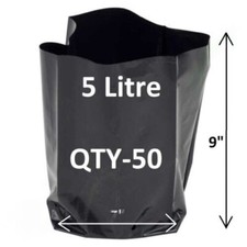 50 x 5 Litre Poly Plant Pots Bag Containers Hadopots Polythene Reusable Planter