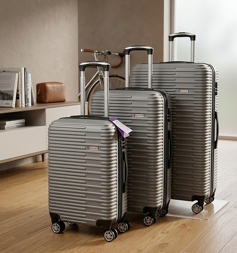 3pcs grey luggage - set, durable