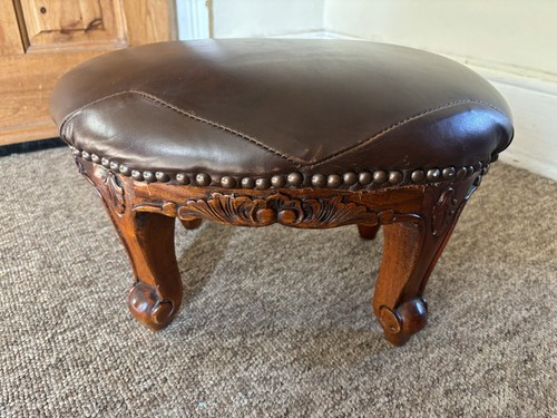 Leather oval ottoman stool - leather,