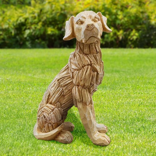 Large dog garden ornament wood - large,