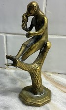 Vintage Brass Monkey Statue On