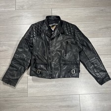 Frank Thomas Men’s Motorcycle Leather Black Jacket Size UK 42 EU 52