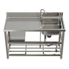 Single Bowl Catering Sink Commercial Kitchen Stainless Steel Sinks Drainer Unit