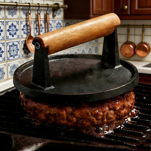 Burger steak press cast - press, iron
